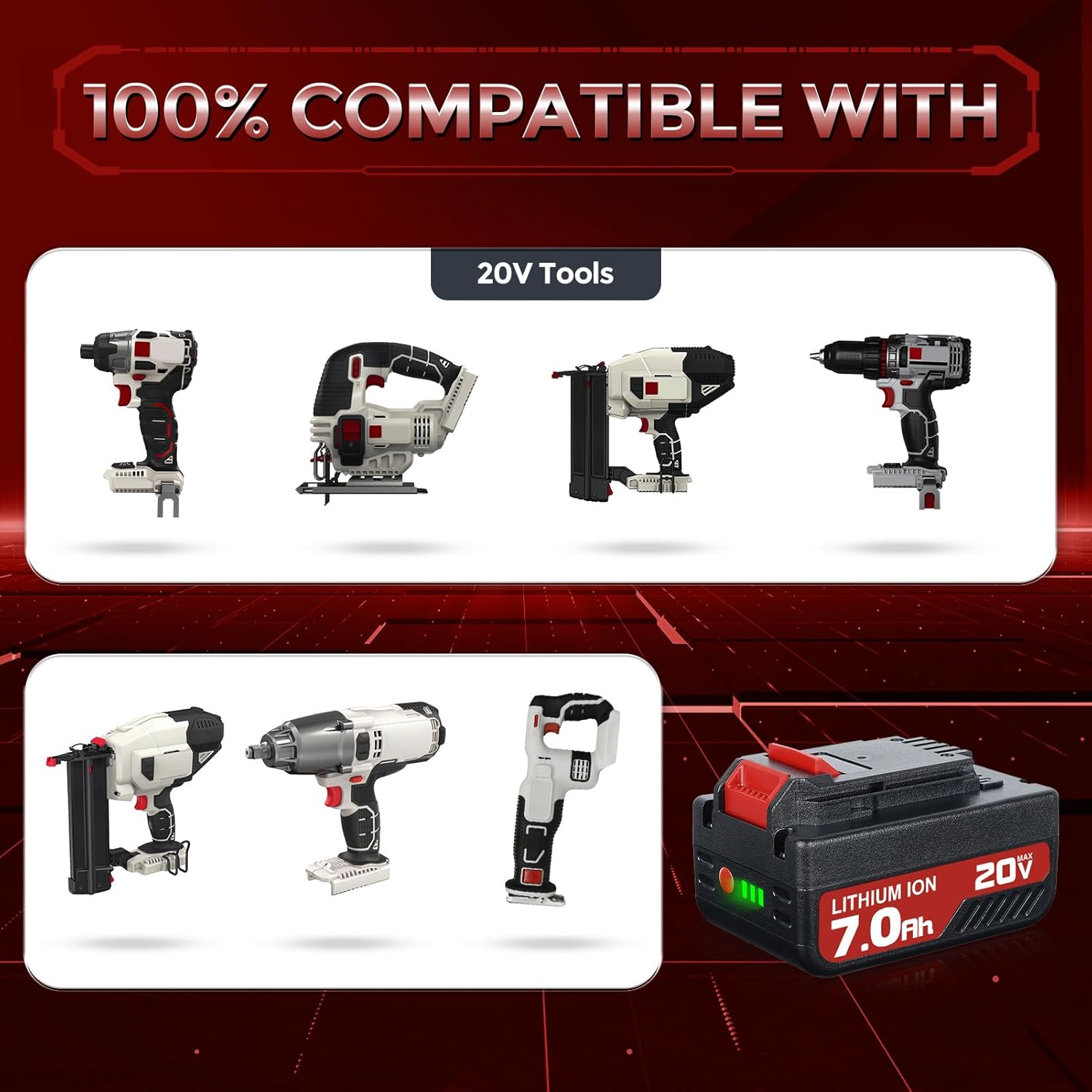 Upgraded 2Pack PCC685L 7.0Ah Replacement for Porter Cable 20V Battery Compatible with Porter Cable Battery PCC680L PCC682L PCC699L PCC600 PCC640 PCC740B PCC601LA Cordless Power Tools