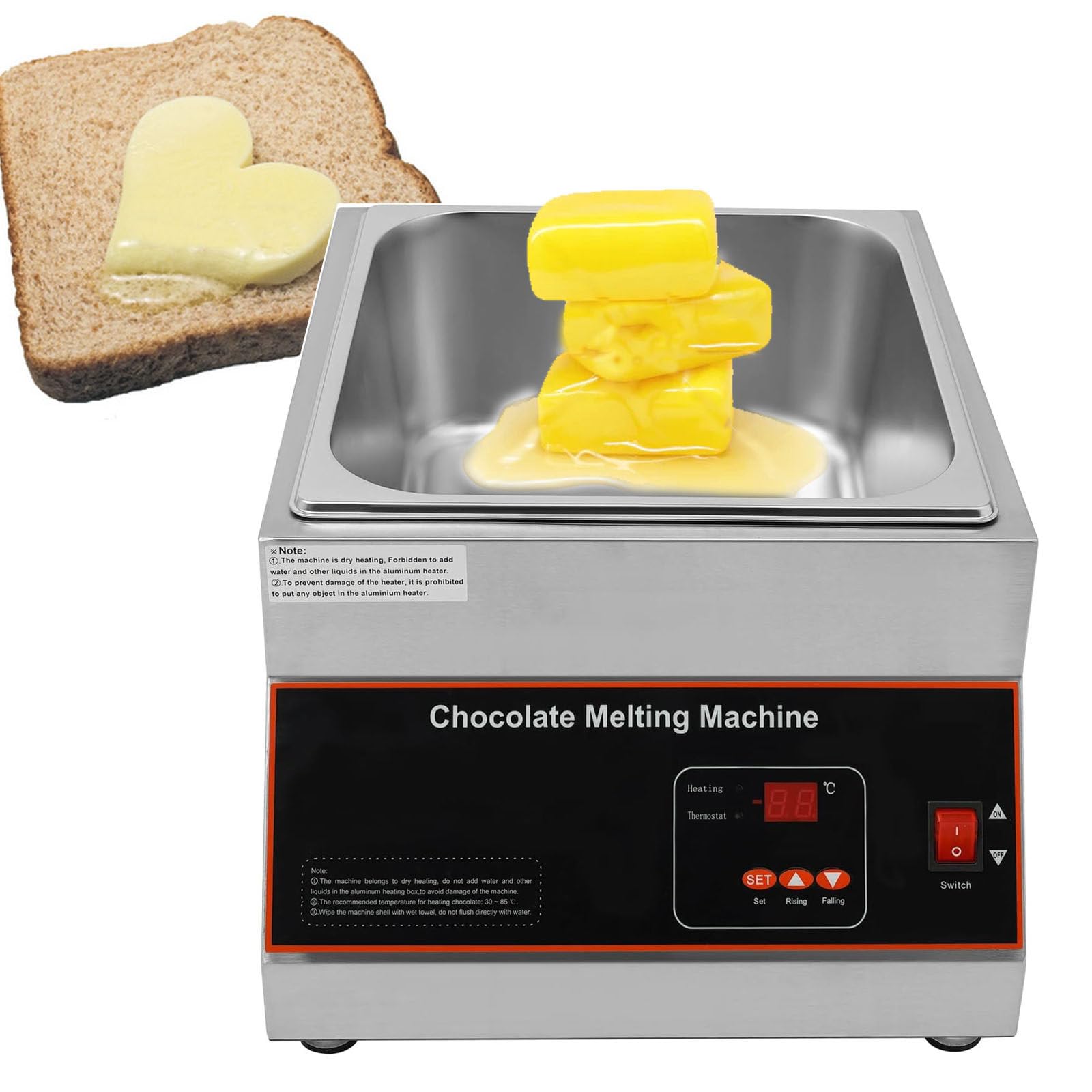 MáQuina Para Templar Chocolate, Olla Para Derretir Chocolate, Olla EléCtrica Para Derretir Chocolate, Calentador De Alimentos De Acero Inoxidable, Termostato De Chocolate, Para Leche,110V-1Tank