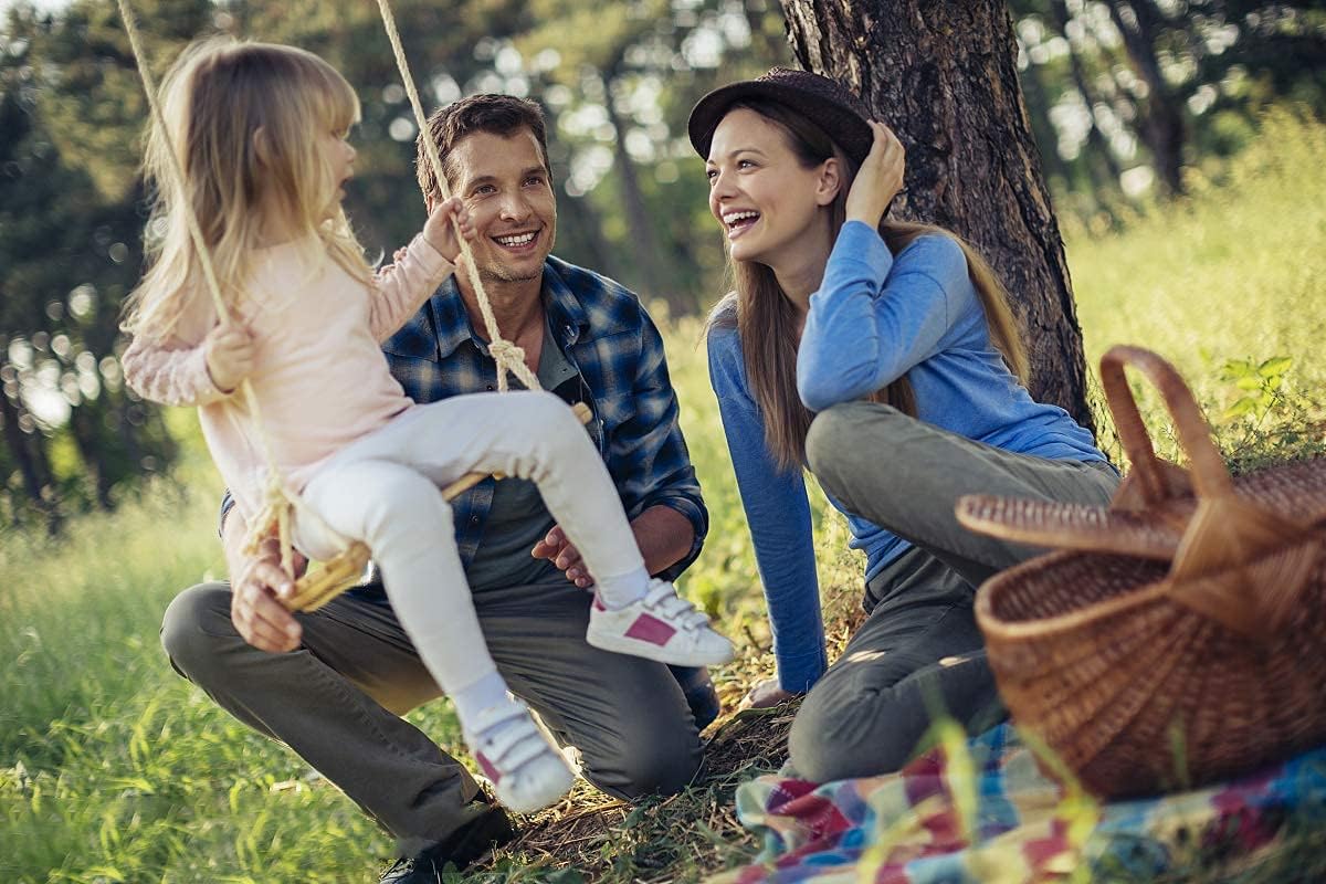 Wooden Tree Swings for Kids Outdoor Indoor Swing Seat,15.7×6.3 Inches, Adjustable Rope, Kids' Gift Swing Set for Backyard Garden