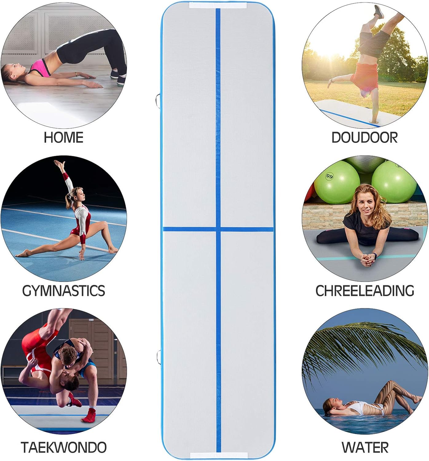 AUXSOUL Gymnastics Air Mat - 10ft/13ft/16ft Gymnastics Training Mats 4 inches Thickness - Tumble Track Tumbling Mat - Inflatable Floor Mats with Electric Air Pump : Sports & Outdoors