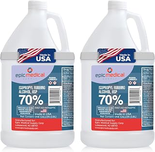 Isopropyl Rubbing Alcohol 70% USP, 1 Gallon, First Aid Antiseptic for Minor Wounds, Cuts, and Scrapes (Gallon Pack of 2)