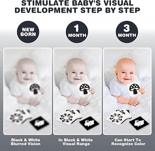 Miniatura 5 de Joyreal Juguetes para bebés de alto contraste en blanco y negro para recién nacidos de 0, 1, 2, 3 meses, juguetes sensoriales para bebés de 0 a 6