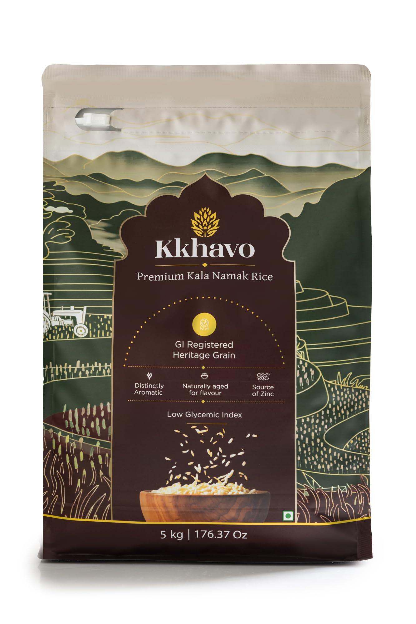 Kkhavo Kala Namak Rice | 2x protein | Diabetic & gut friendly | Gluten Free &Vegan | Distinctly aromatic| Non GMO (5kg)-image-3