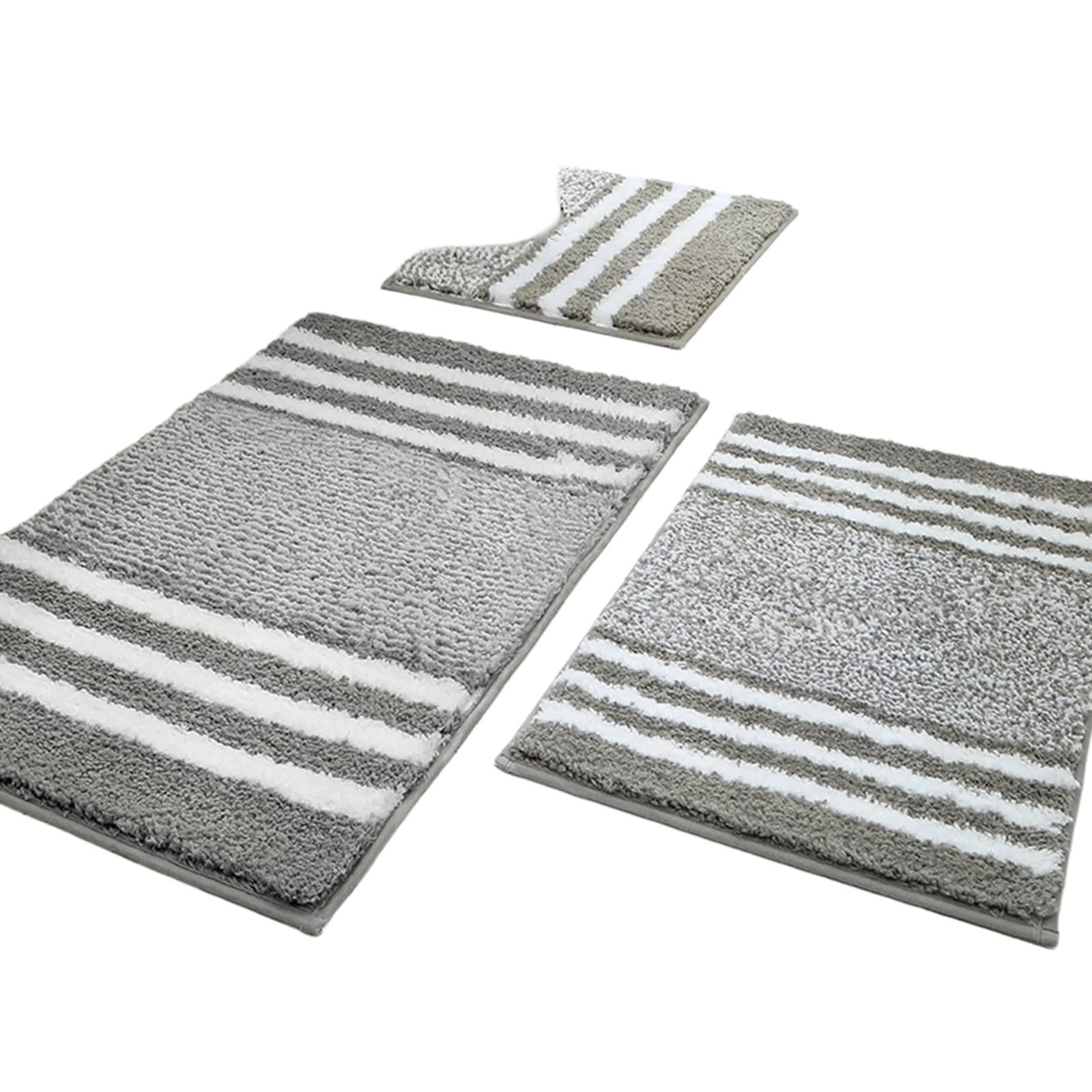 ZBIianxer Washable Bathroom Carpet Set Soft Polyester Fiber Slip Resistant for Toilet Floor Comfortable and Sturdy Machine Washable Carpet