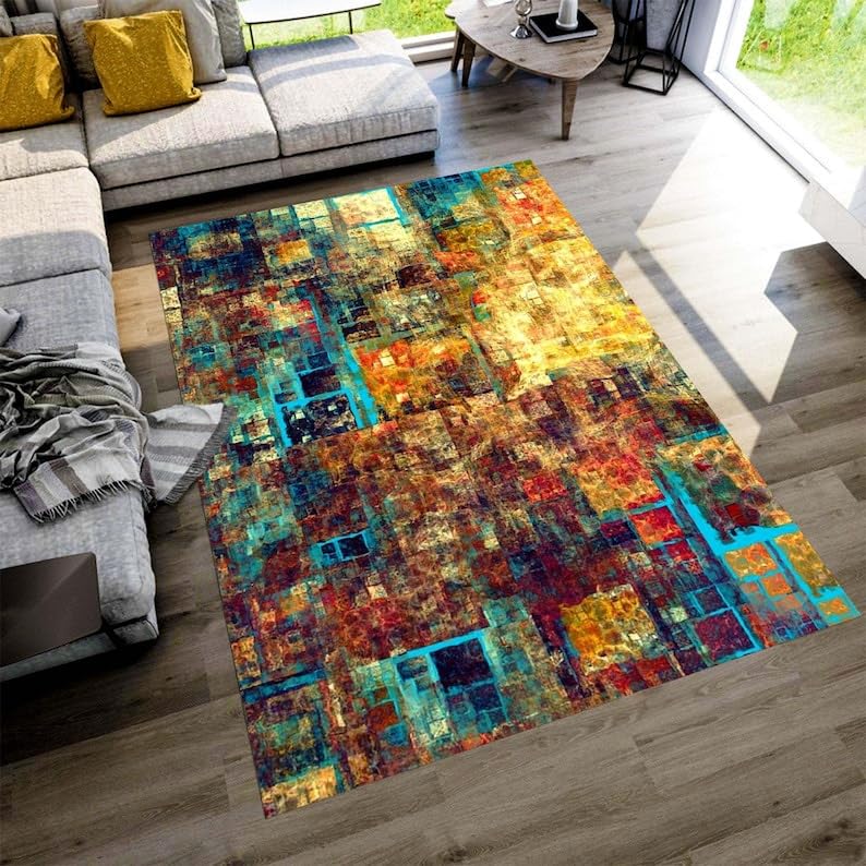 Tapis abstrait moderne pour un salon chaleureux et design
