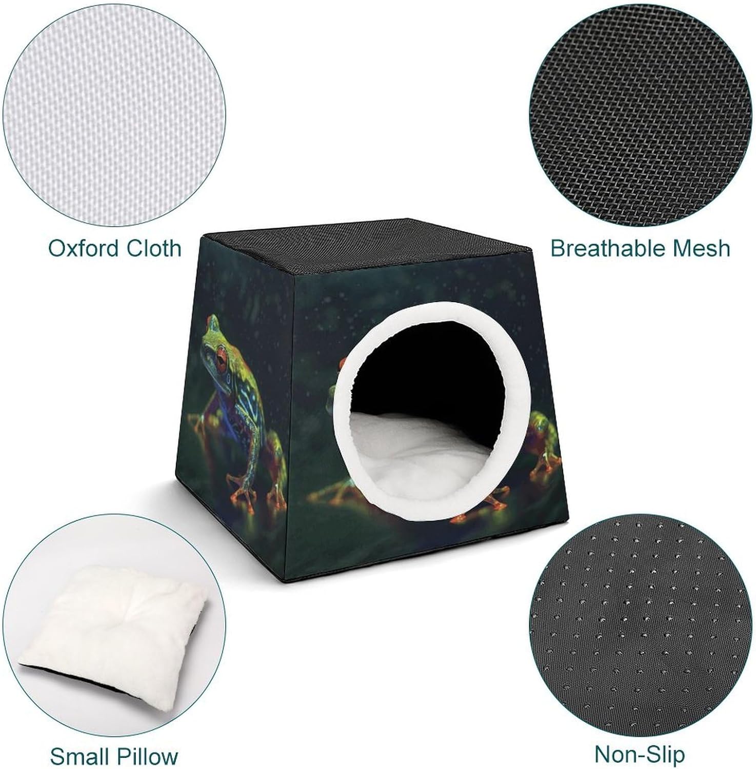 Pet Sleeping Nest Bed, Tree Frog Printed Dog House Cat Nest, Winter Pet House are Suitable for Most Cats, Dogs, and Other Small Pets