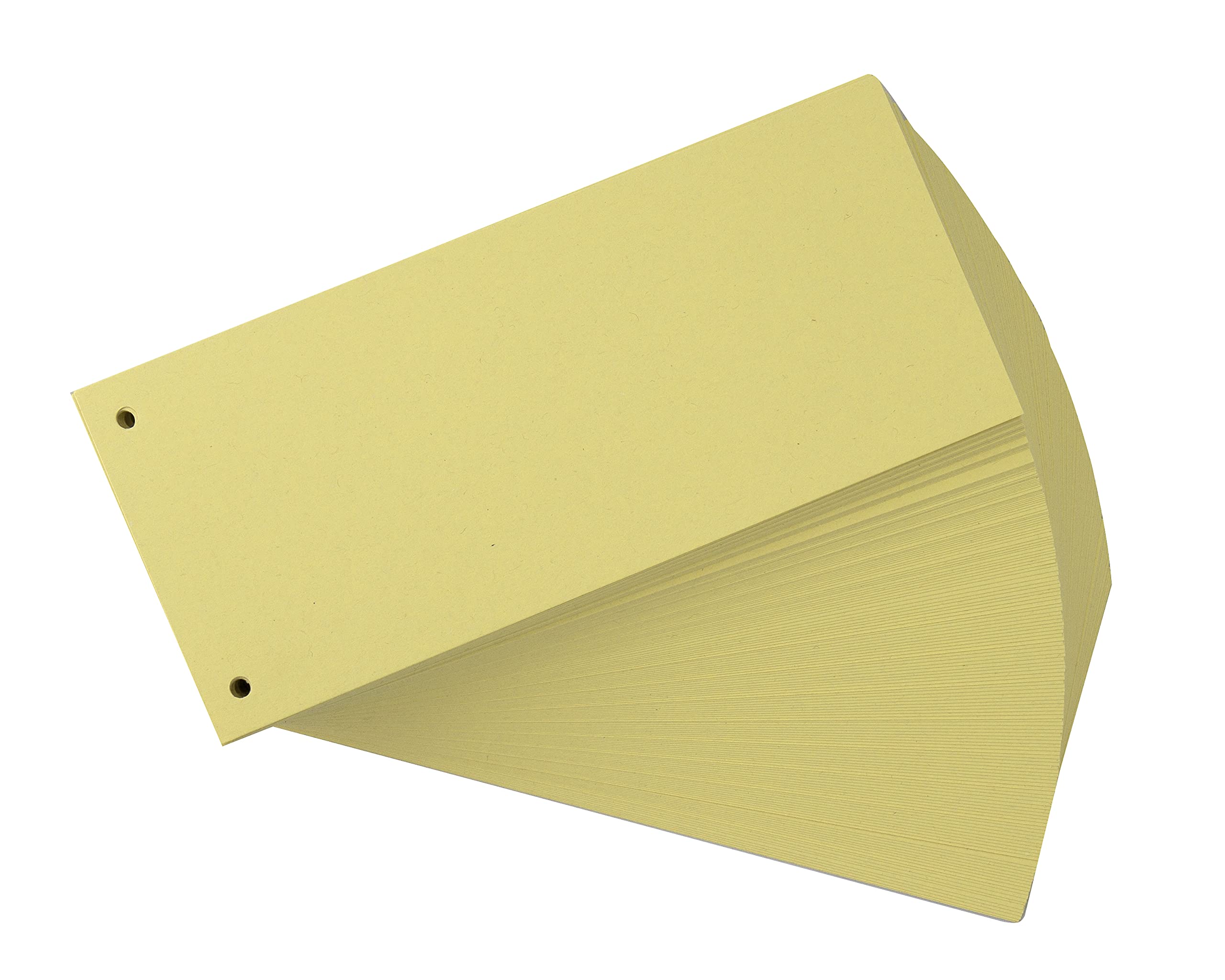 200 przekładek w kolorze żółtym, 24 x 10,5 cm, dziurkowane, karton z recyklingu 180 g/m², do sortowania dokumentów, z możliwością zadrukowania