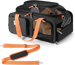 pidipiti 19x13x9 top Expandable pet Carrier, for Small Dog/cat up to 10 lbs | TSA Approved,with 2 pockets,zipper lock,leakproof,good Visibility,for Southwest Lufthansa Airlines,Air Canada,Amtrak Train