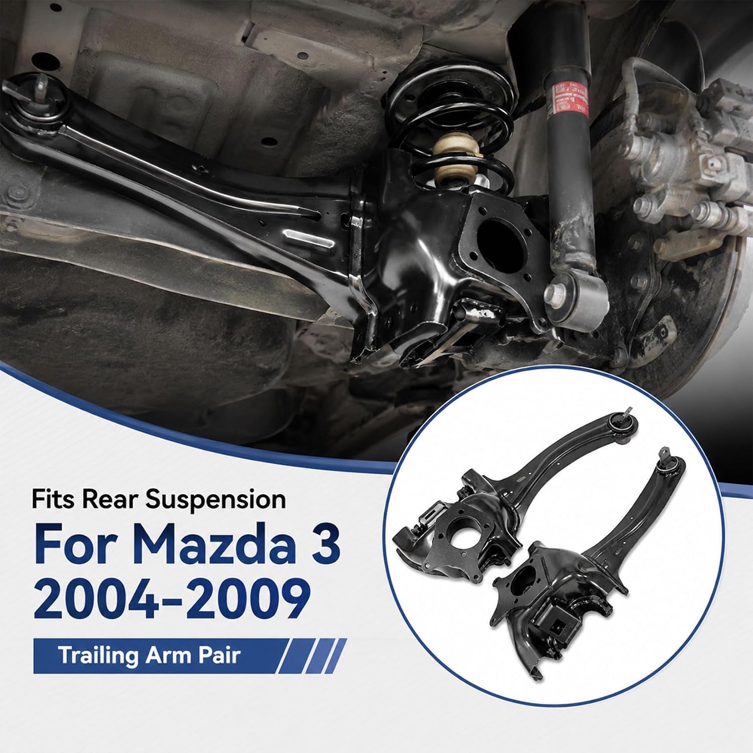 2Pcs Suspension Trailing Arm Rear Left + Right Compatible with Mazda 3 2004-09