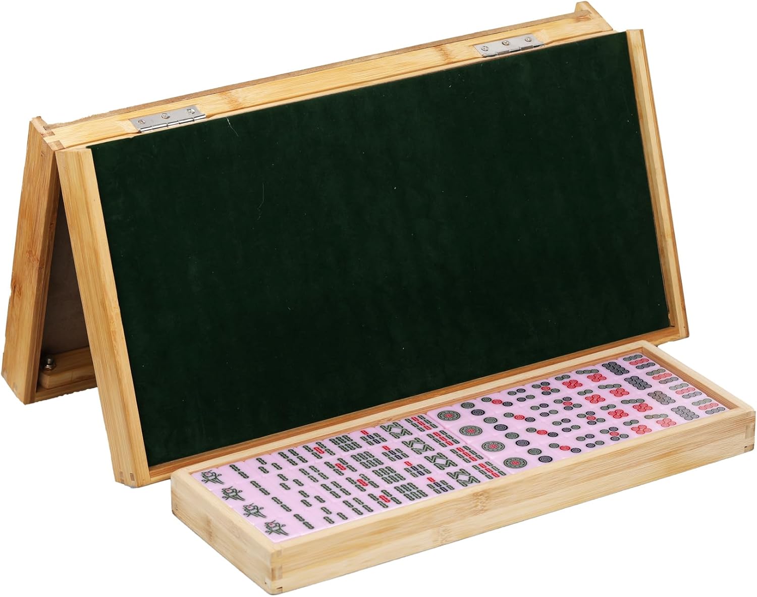 VPH Chinese Mahjong Set 144 Sheets Aqua Pink Includes Folding Table Camping Essentials