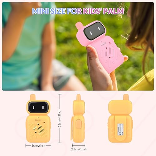 Miniatura 5 de Mafiti Walkie Talkies recargables para niños, paquete de 2 mini walkie talkie de largo alcance, radio de 2 vías de 0.6 mi, juguetes para niños,