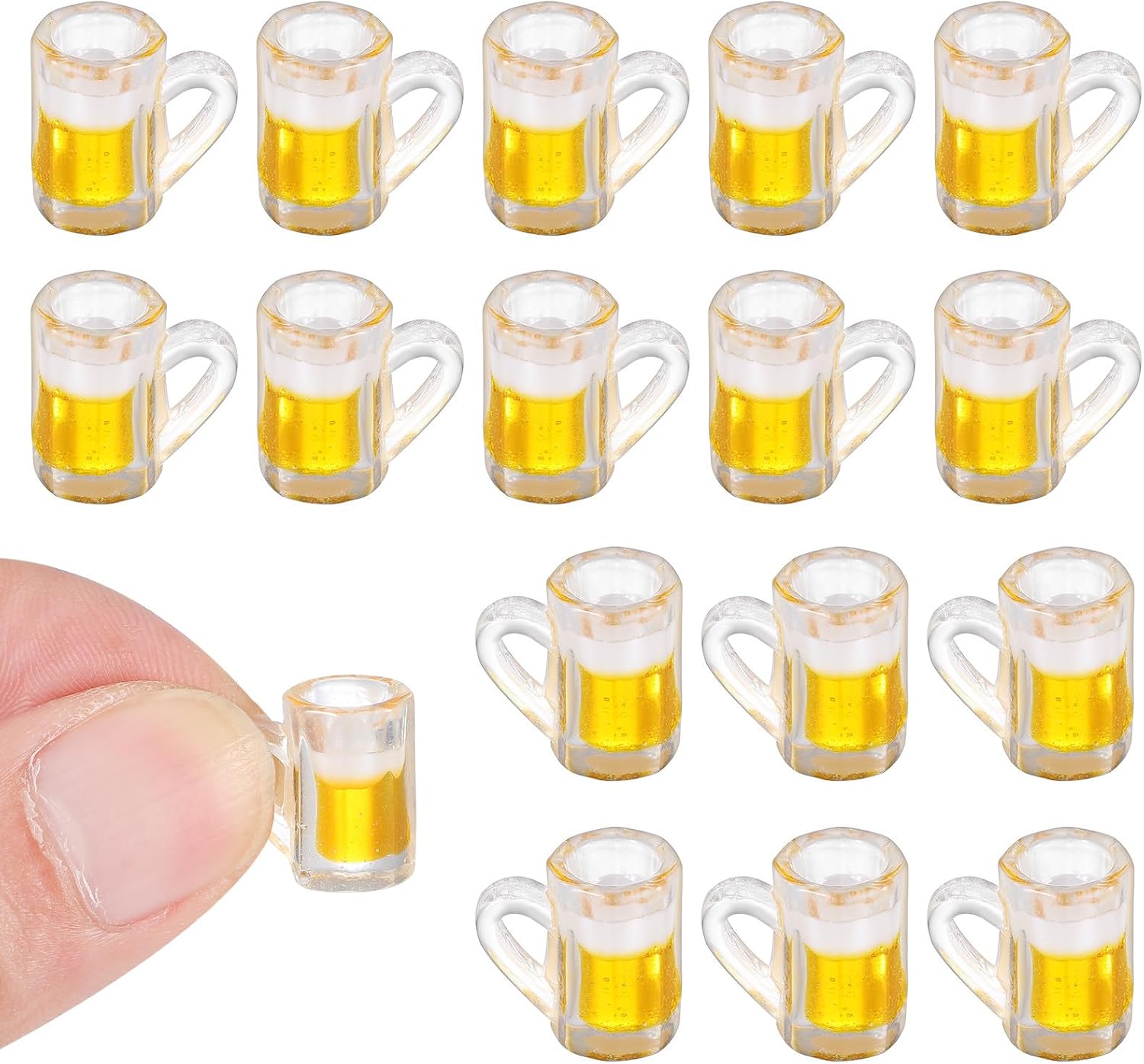 VOSAREA 20pcs Miniature Beer Mugs, Dollhouse Mini Cups Accessories for Micro Landscape Decoration, Resin Mini House Beer Mugs for DIY and Collecting