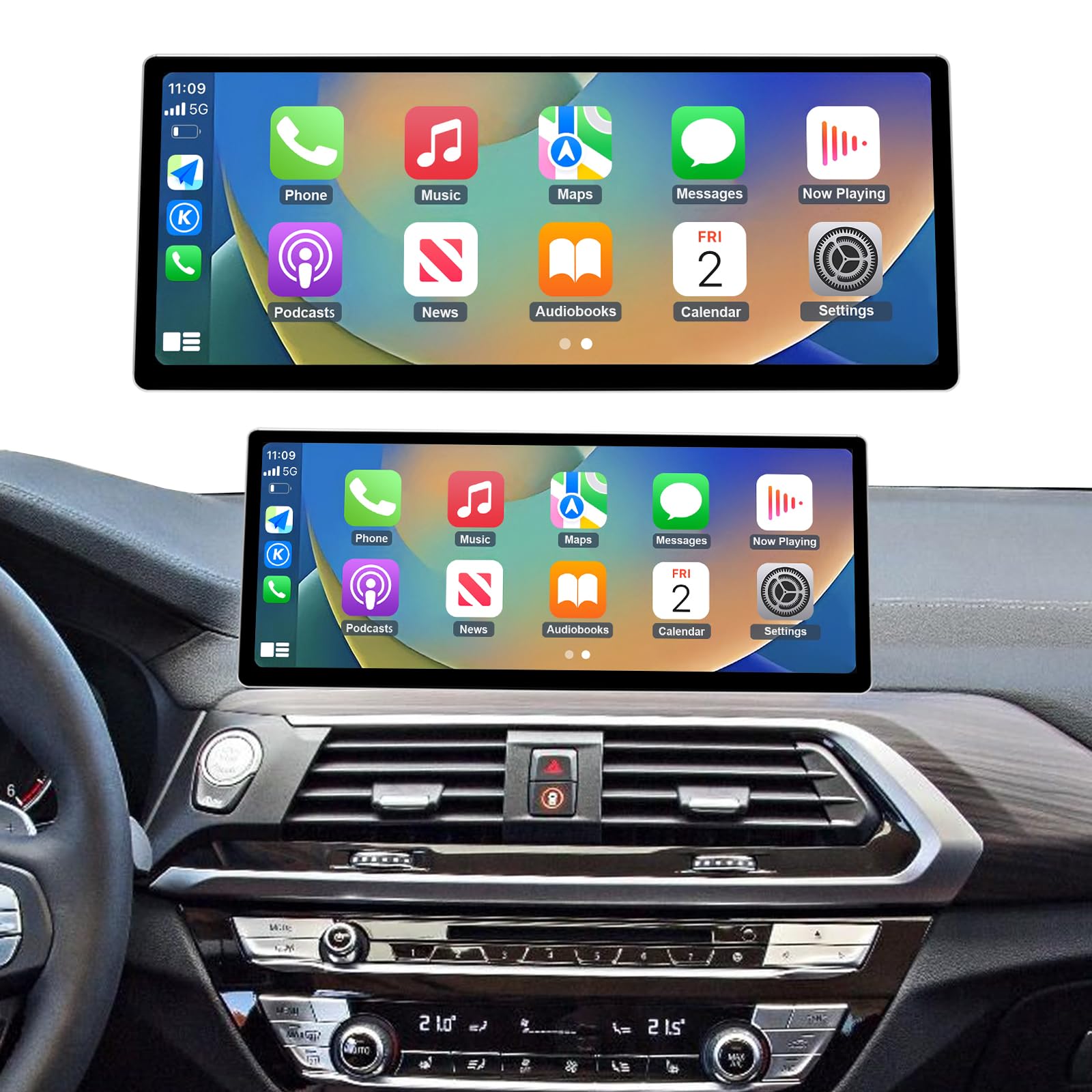 Stereo per Auto da 12,3 Pollici con Schermo Touch per BMW X3/X4 Serie G01 G02 dal 2018 al 2022 con Sistema EVO, Supporto per Apple CarPlay/Android Auto/Mirrorlink/Navigazione
