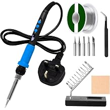Soldering Iron Kit, 90W LCD Adjustable Temperature 180-480 C,10s Fast Heat-Up, Auto Sleep Mode,with 5 Different Soldering Tips & Solder Wire & Stand etc,Ideal for Electronics Repair & DIY Projects