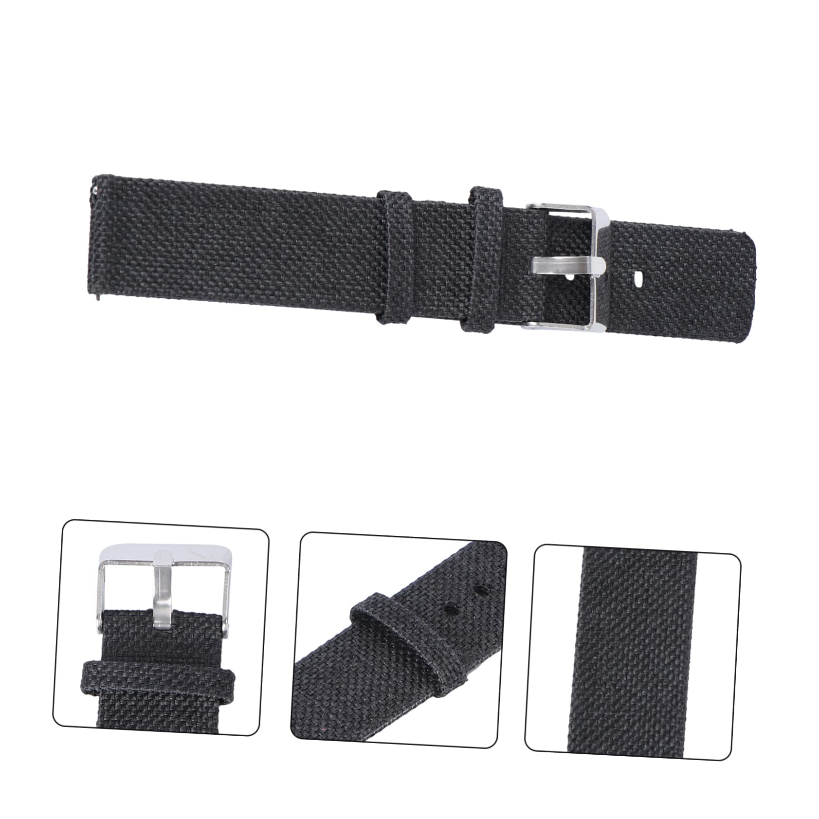 Artibetter Correa De Repuesto Para Reloj Inteligente 3 Unidades 20 Mm De Nailon De Lona ​​cómoda Y De Liberación Rápida Color Negro.