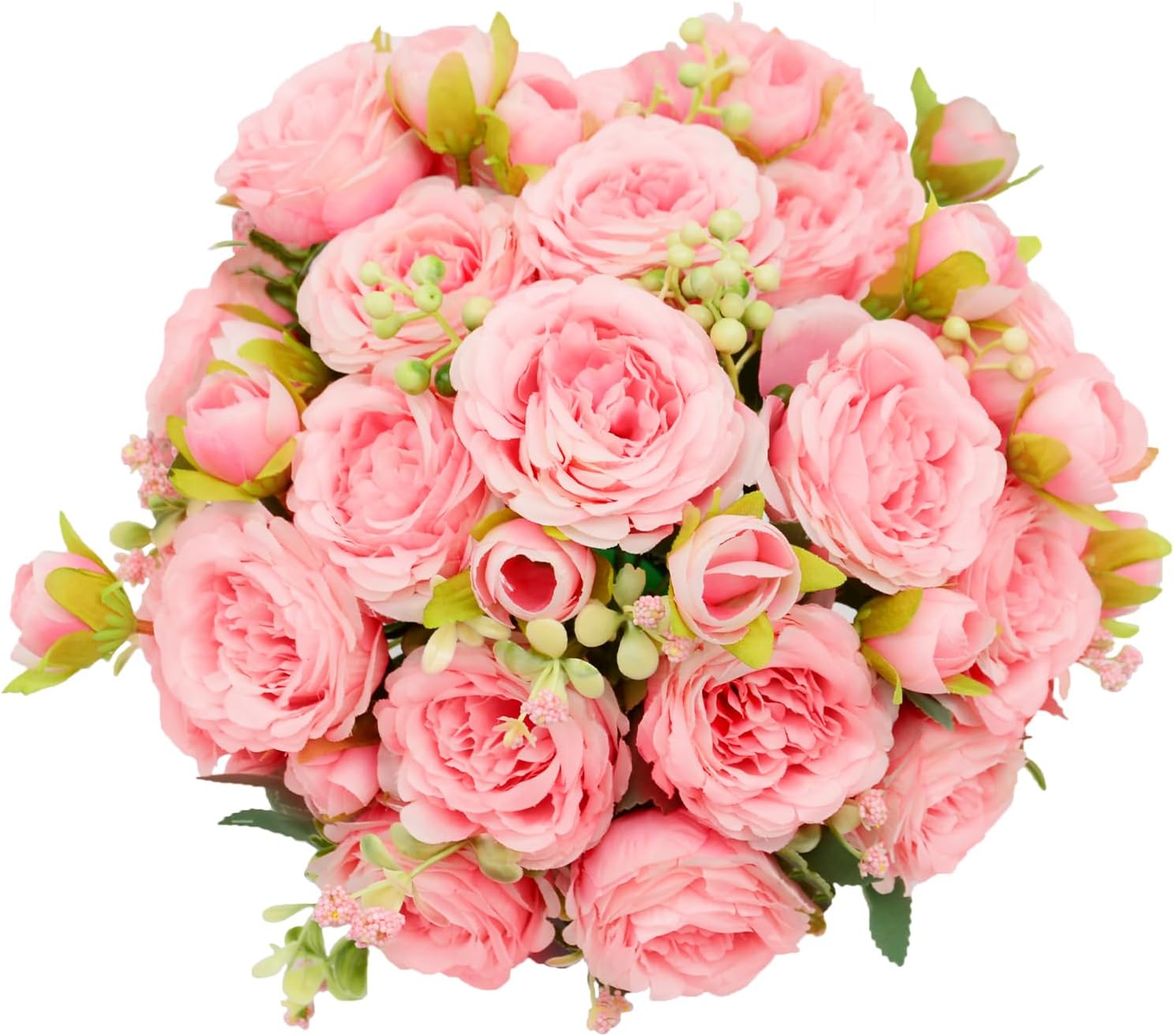 2 Pack Artificial Flowers Bouquet, 10 Pcs Austin Roses Silk Flowers Heads, Fake Peonies Flower for Home Decor Table Centerpieces Wedding Bridal Bouquet Mother’s Day Valentine’s Day, Pink