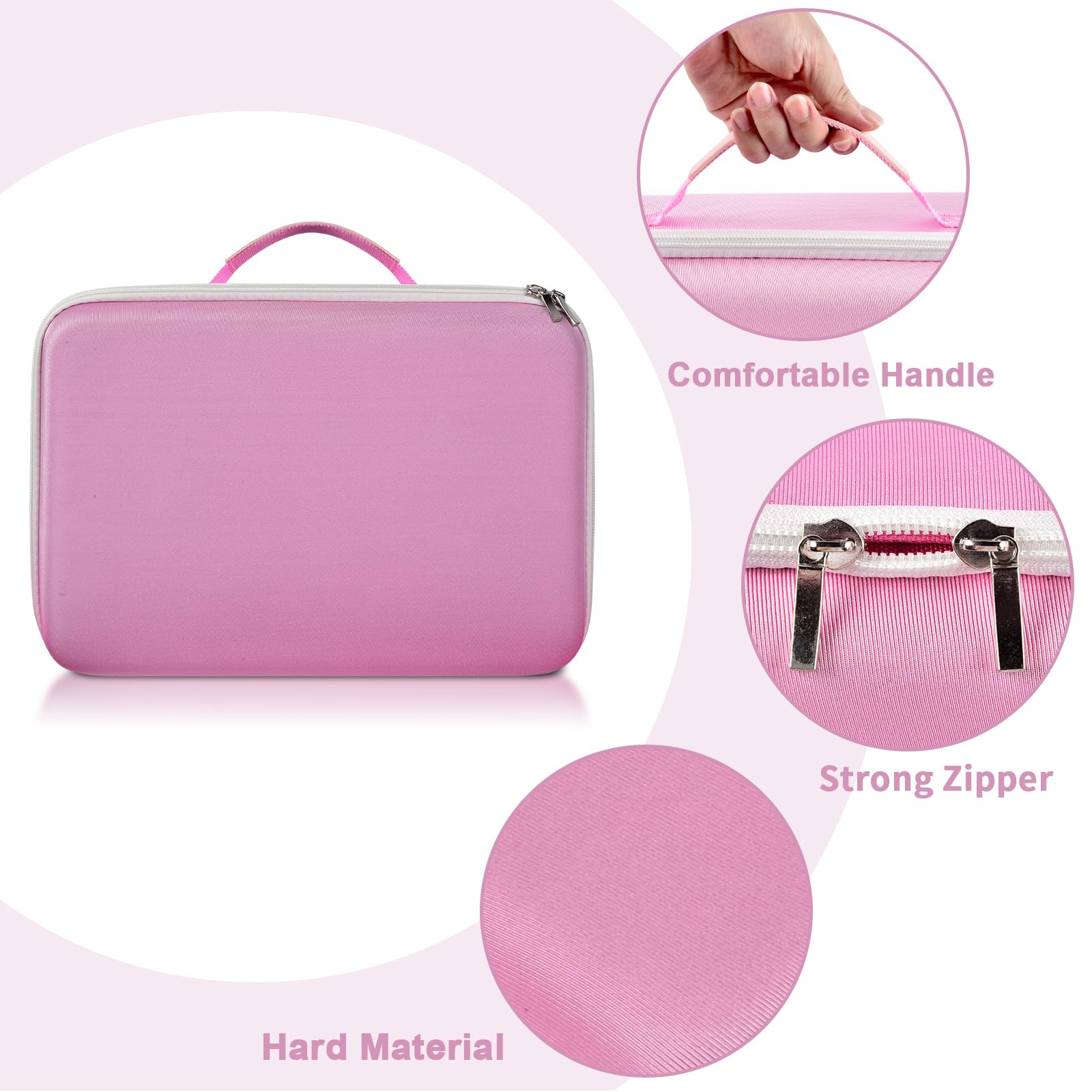 Boobowl Custodia rigida da trasporto per cuffie da gioco Meta Quest 3/Quest 3S All-in-One VR e controller touch, borsa da viaggio con copertura in silicone, protezione per lenti e accessori (rosa +
