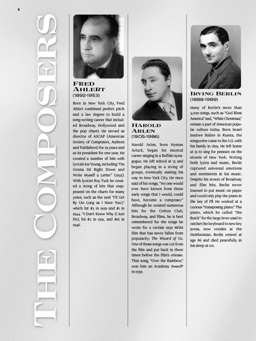 The Great American Songbook – Piano Vocal and Guitar Sheet Music Collection | 100 Jazz and Broadway Standards for Intermediate and Advanced Players | Classic Songbook for Students and Performers
