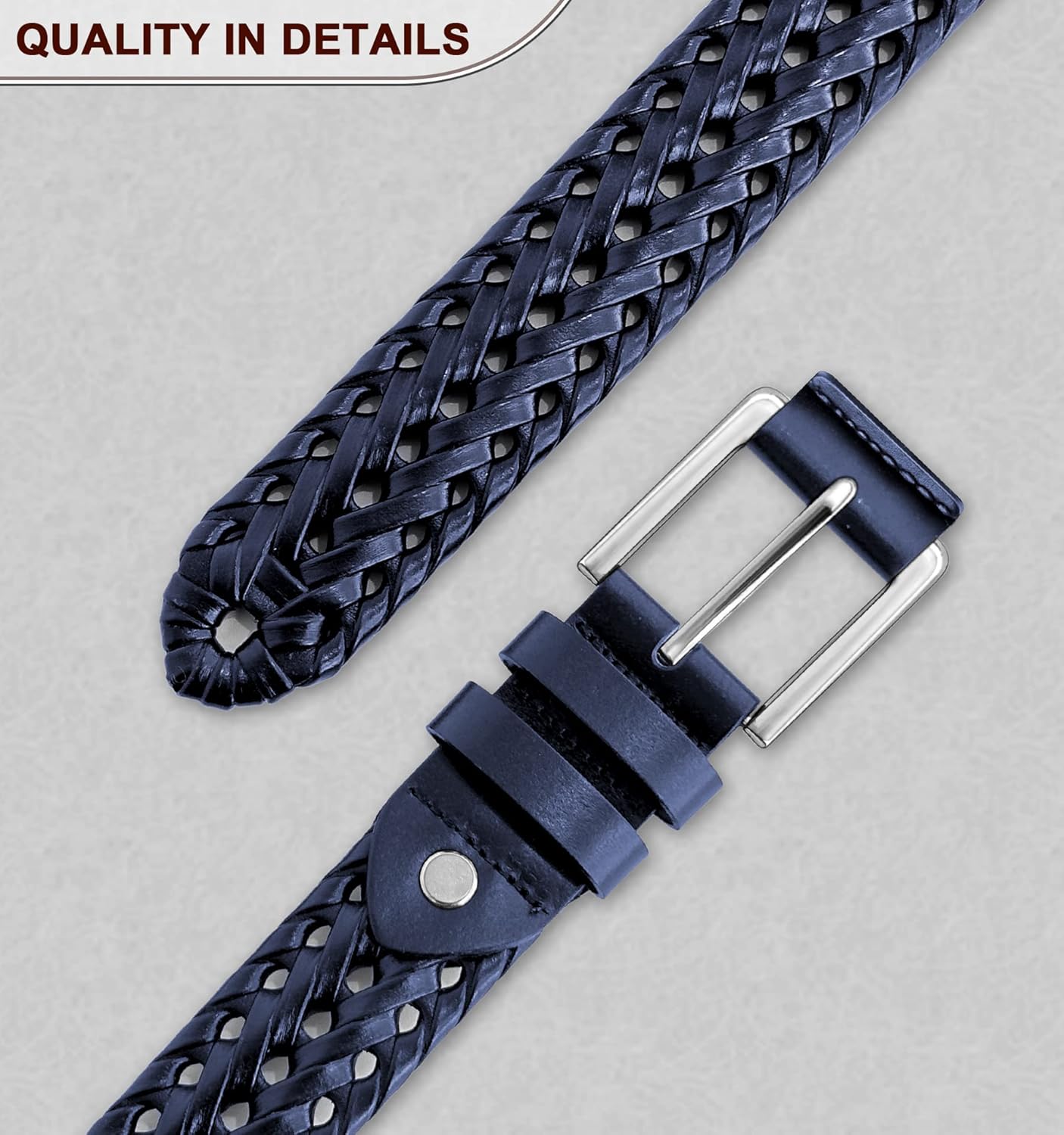 KEMISANT Mens belt 2 Pack, Woven Braided Leather Belt for Men Causal Golf Pants Polo Shirts Matching at  Men’s Clothing store