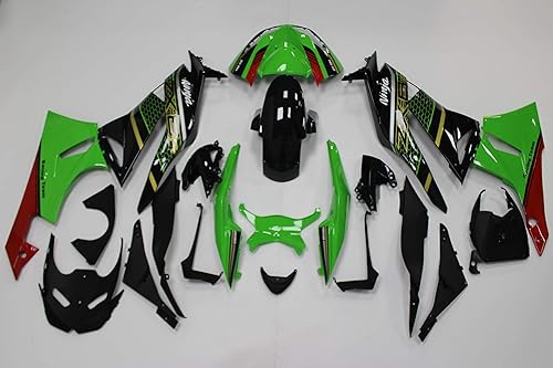 Miniatura 2 de Carenado negro verde para Kawasaki Ninja 2009-2012 ZX6R 636 inyección ABS plásticos posventa carrocería 2010 2011 ZX-6R A057