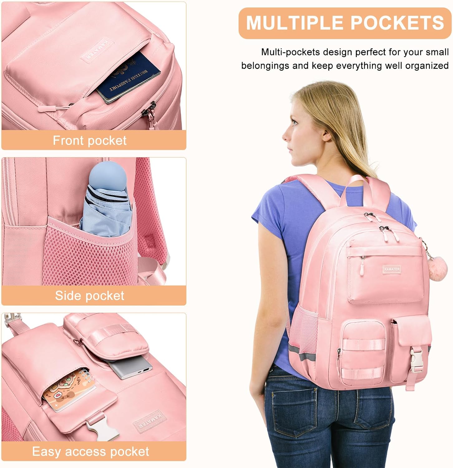 Girls Backpack School Bag for Students tees girls Book Bag, Backpack for Women, 15.6 inch Laptop Backpack image 5
