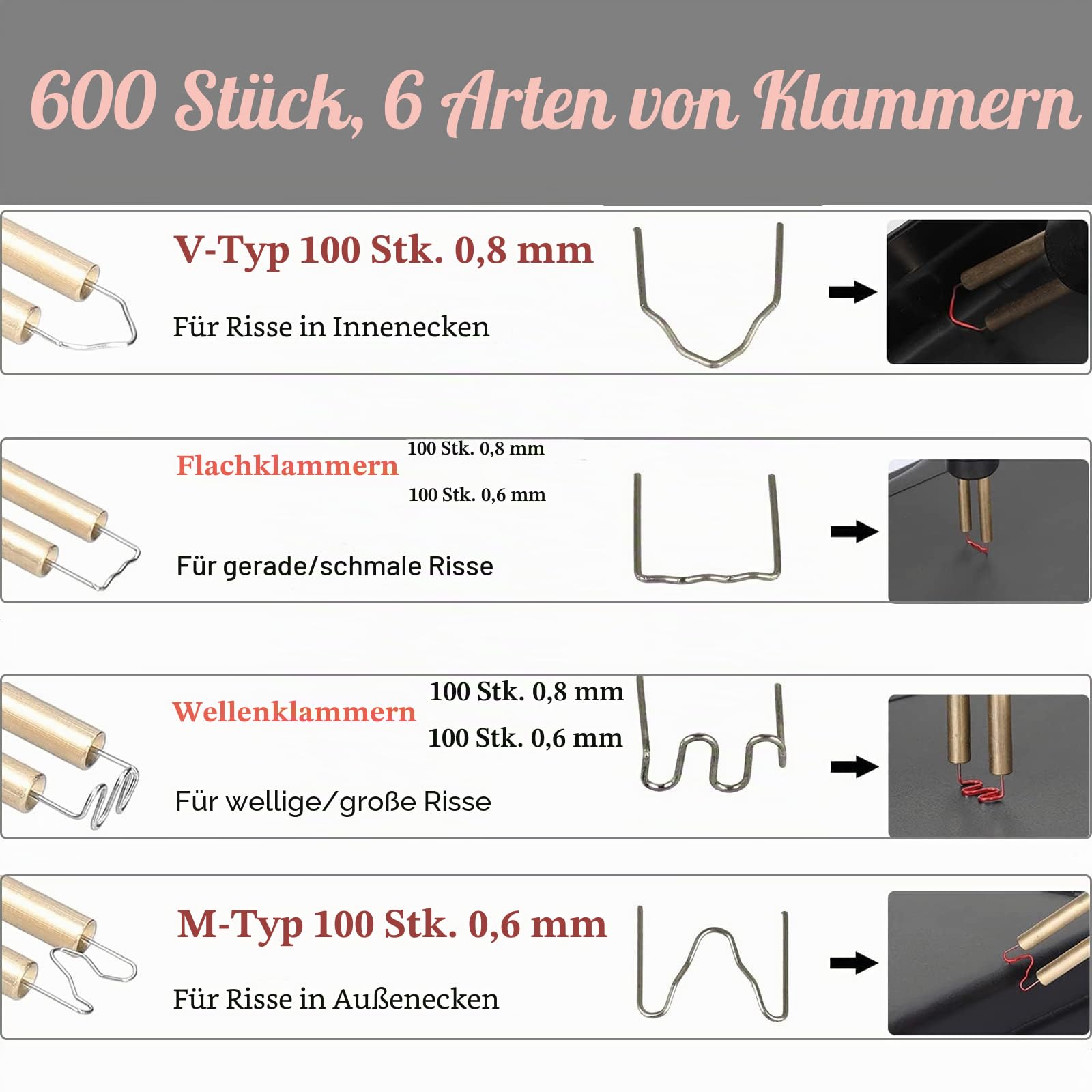 220W Kunststoff Schweißgerät Auto Stoßstange Reparaturset,2-in-1 Kunststoffs Reparaturset mit 800PCS Klammern 64pcs 8 Typen Kunststoff-Schweißstäbe,Kunststoffs Schweißen,Hot Hefter für Auto Stoßstange
