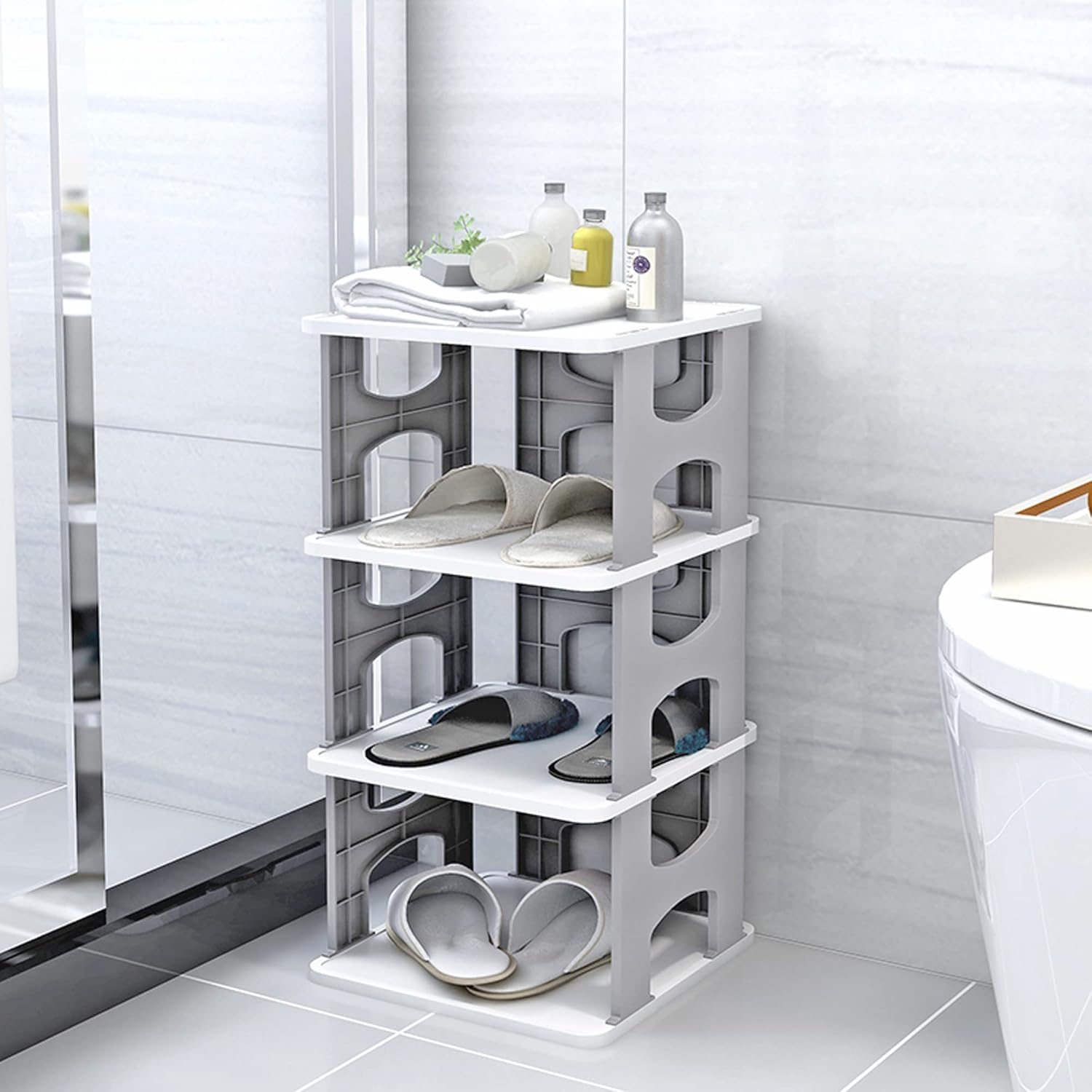 SDlumeiy Zapateros verticales de 4 niveles desmontados y montados