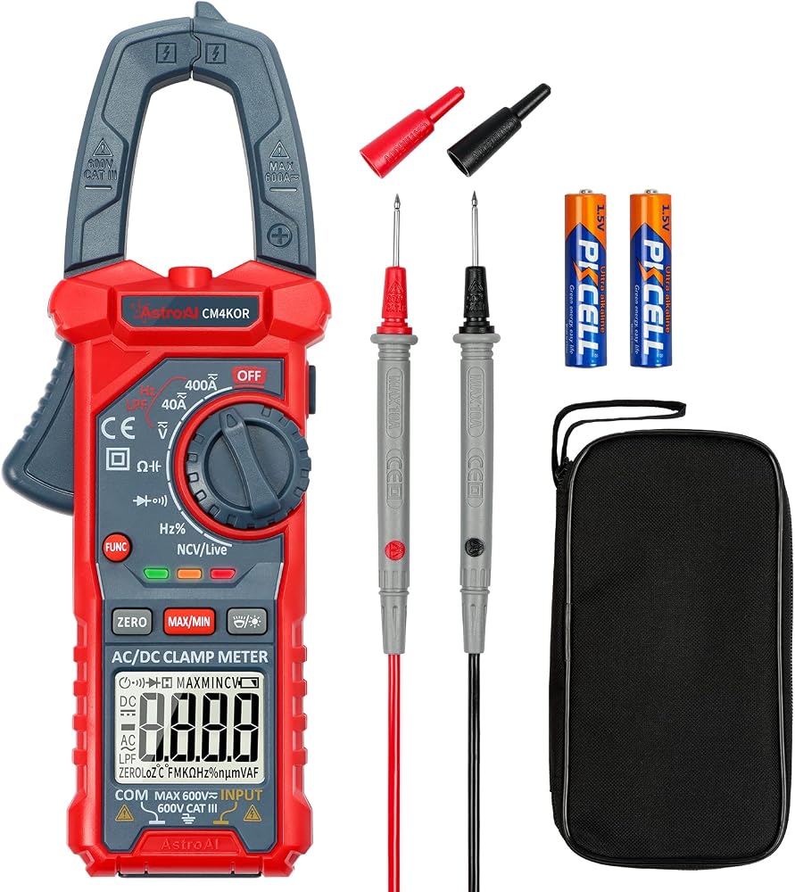AstroAI Digital Clamp Meter Multimeter 4000 Counts Auto-ranging Amp Tester Measuring AC/DC Voltage & Current, Resistance, Capacitance, Frequency, Continuity, Live Wire Test, NCV Detection, Blue