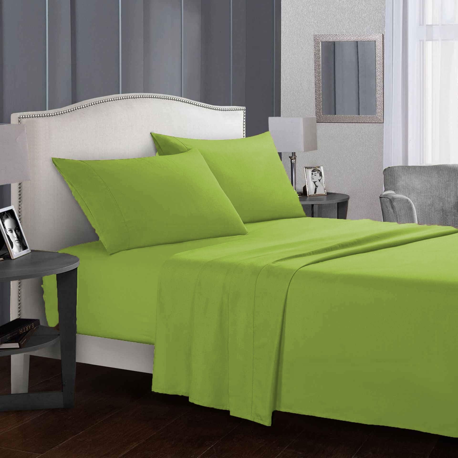 3 Piece BedSheet Set, Size-9, Cotton King, Green, W 31.2 x H 23.8 x L 3.4 cm