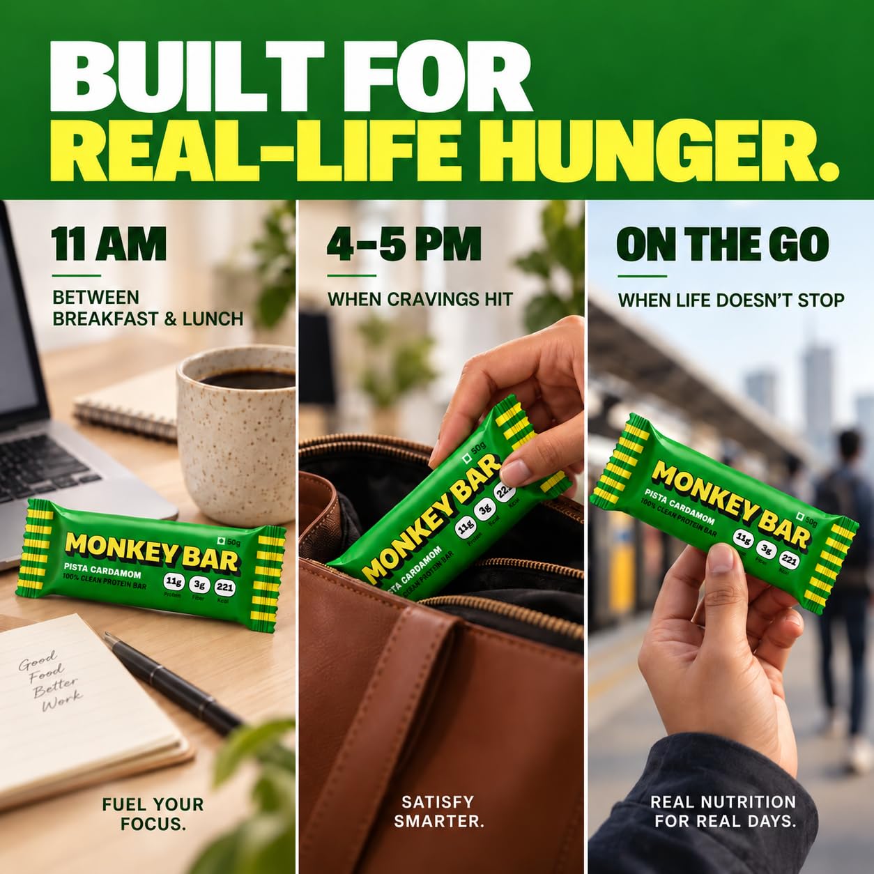 MONKEY BAR Pista Cardamom Protein Bar, 8 x 50g, 11g Protein, No Added Sugar — Amazon image 8