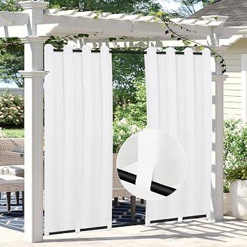 50% off: Easy-Going Linen Look Outdoor Curtains 54x84 inch, White | Waterproof Soft Thicken Outdoor Privacy Curtains …