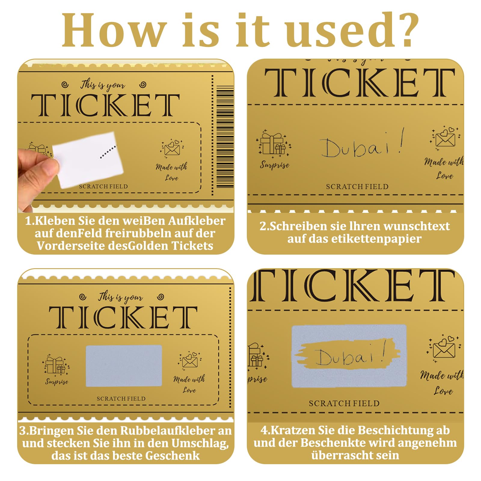 Rubbelkarte Mit Persönlicher Botschaft – Goldenes Ticket Als Gutschein Zum Ausfüllen