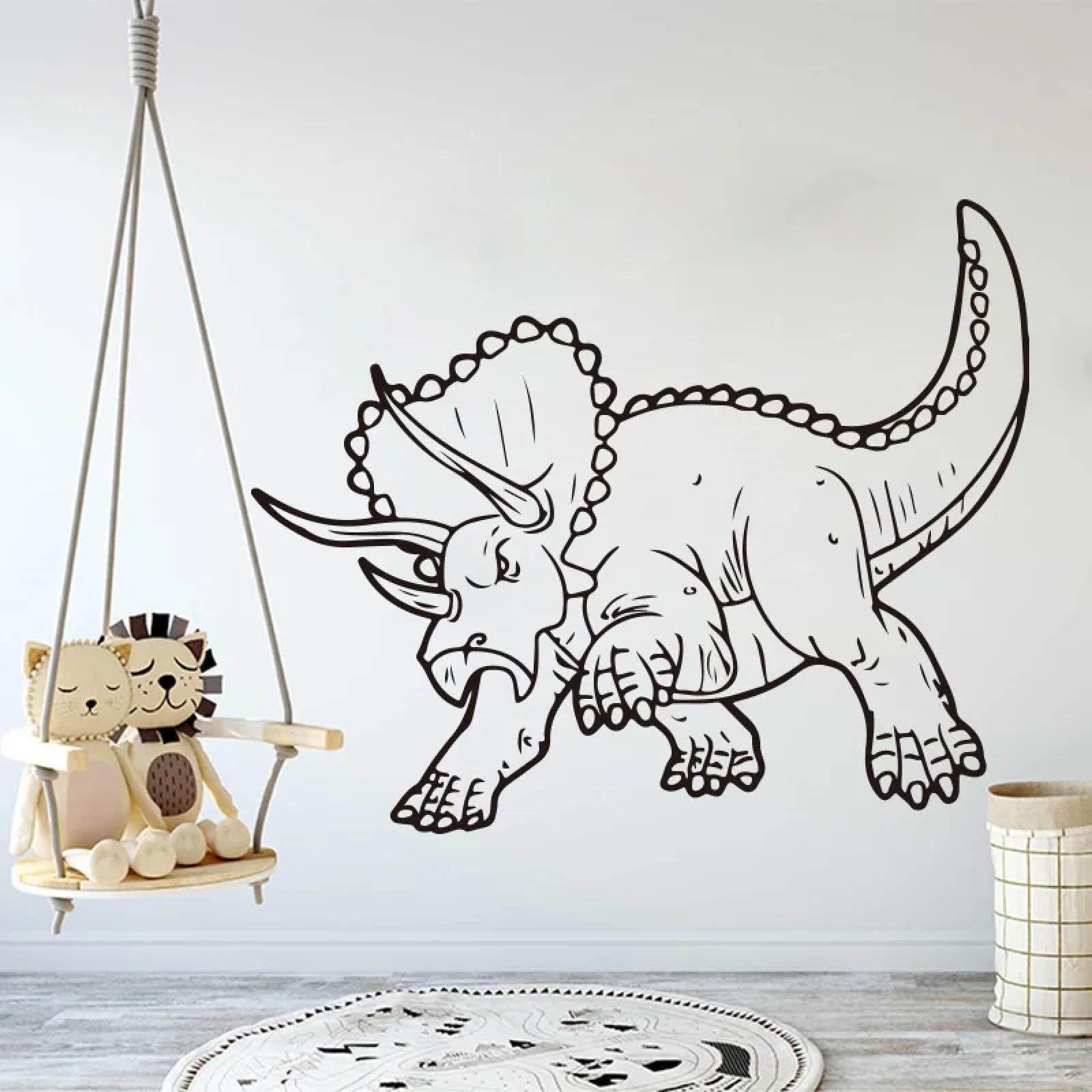 YOUOUSI Triceratops Prehistoric Dinosaur wall Stickers, Vinyl wall Art Decals, Bedroom Children's Room playroom Animal Decals