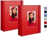 Vista 21 de Álbum de fotos pequeño de 4 x 6 pulgadas, paquete de 2 libros de fotos de cuero, cada mini álbum de 26 páginas tiene capacidad para 52 fotos