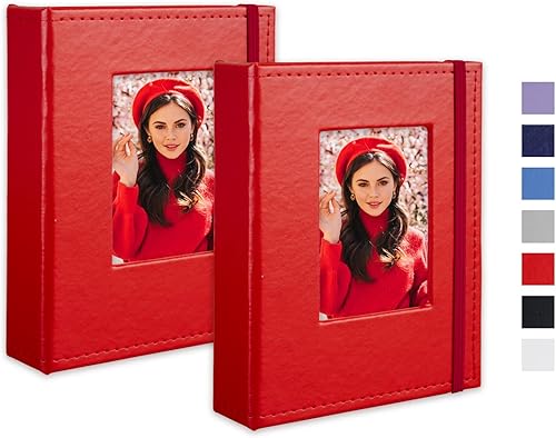 Cherrich Álbum de fotos pequeño de 4 x 6 pulgadas, paquete de 2 libros de fotos de cuero, cada mini álbum de 26 páginas tiene capacidad para 52
