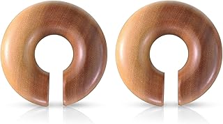 Organic Saba Wood Round Plug Earrings, Sold as a Pair