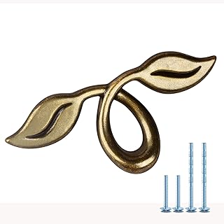MuDuJia 10-Pack 2" Vintage Style Leafy Drawer Pull Dresser Handles Leaf Dresser Pulls Cabinet Knob Hardware Antique Bronze Black White 50 mm 2 Inches Hole Center (10)