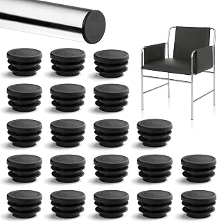 20Pcs Tapones para Tubos Redondos, Tapas Negras para Extremos de Tubos, Tapa de 25 Mm para Sillas, Muebles, Protección Antideslizante para Sillas, Sofás, Mesas y Estantes.
