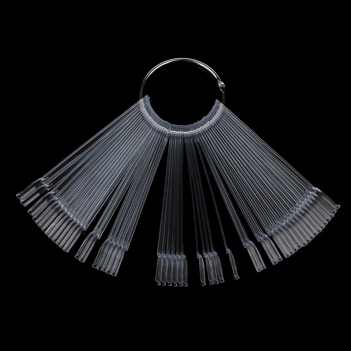 Fashionable 50-in-1 Nail Art Color Tips Sticks Stainless Steel Rring - Transparent + Silver (50pcs)