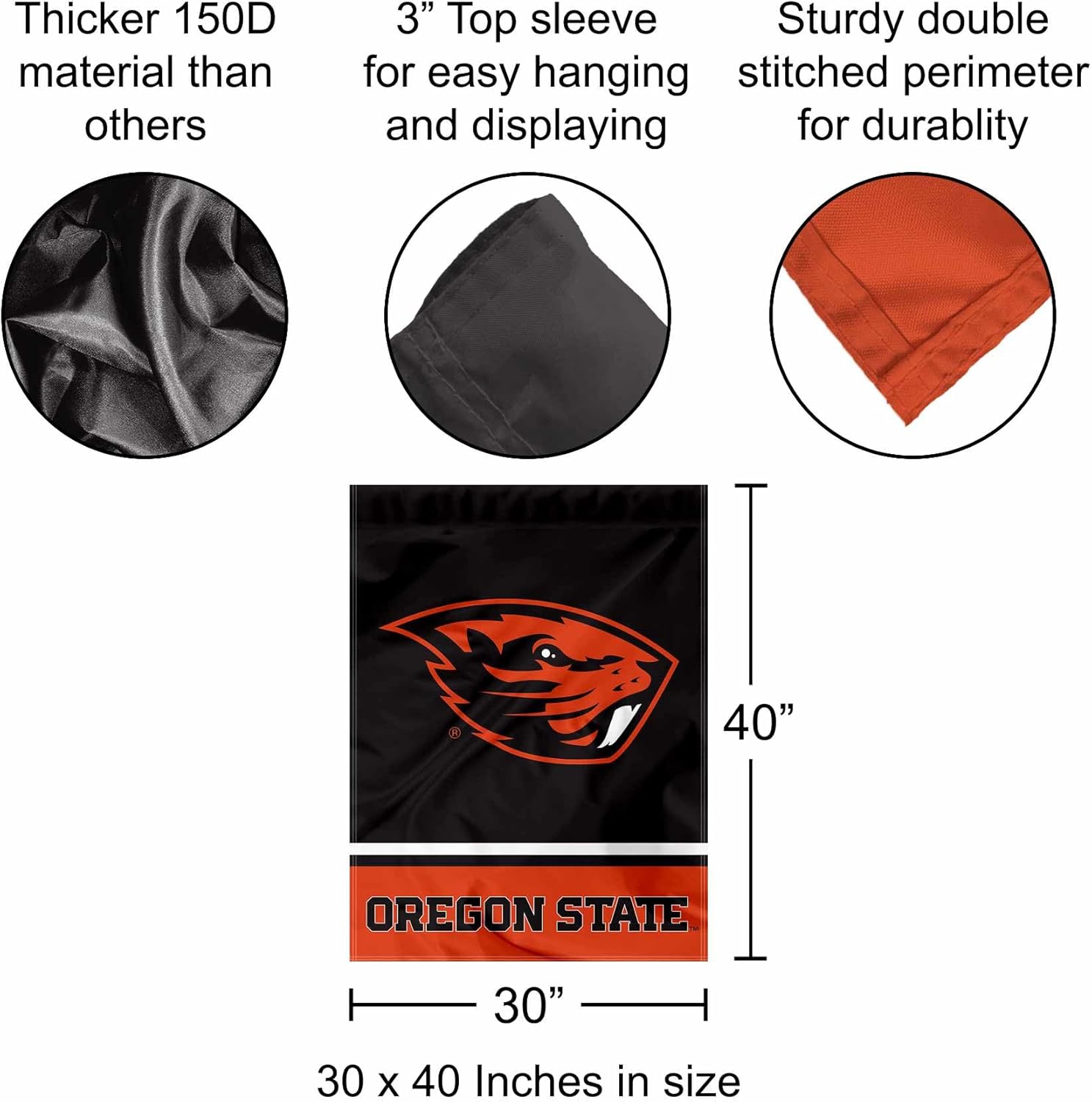 Oregon State Beavers Wordmark Logo House Flag Banner - Image 2