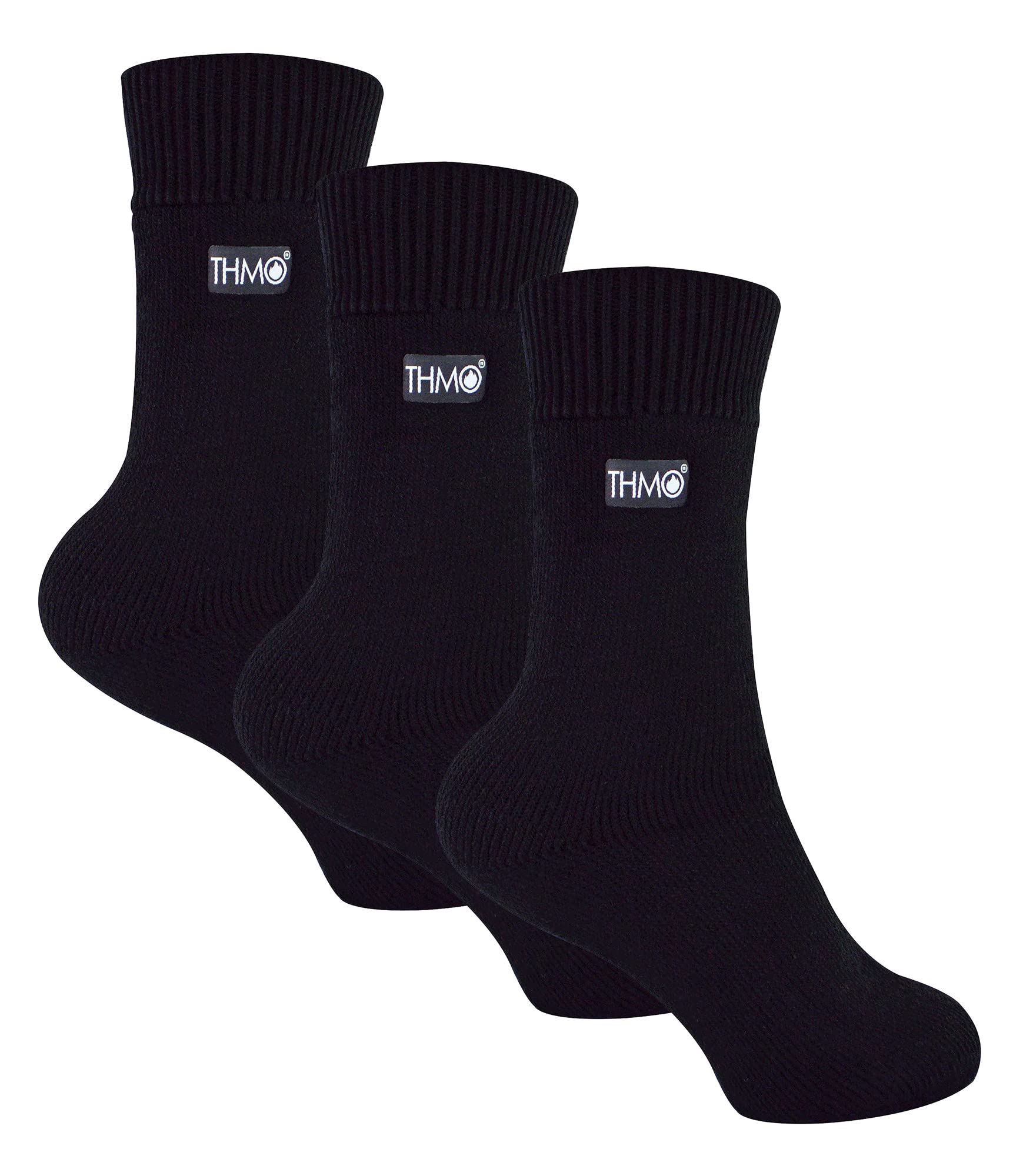 THMO 3 Pairs Kids Thermal Socks Soft & Warm Boys and Girls Socks for Winter (7-10 Years, Black)