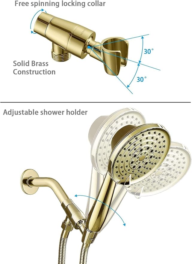 Regadera de mano ajustable con manguera flexible y acabado en bronce pulido miniatura 4