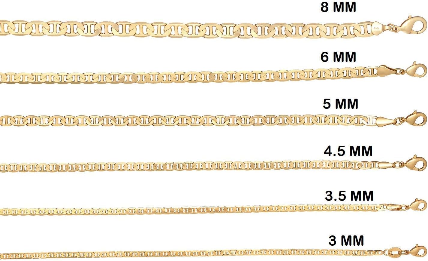 Barzel 18K Gold Plated Mariner Chain Necklace for Women, Flat Marina - Made in Brazil - Image 4