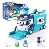 Super Wings Garbage Truck, Large Trash Marc and Cleaning Helicopter Shine Recycling Dump Play Set, Vehicle Learning Toys Set, Street Sweeper Cars Toys for Boys Kids Ages 3 4 5 6 7 8 9