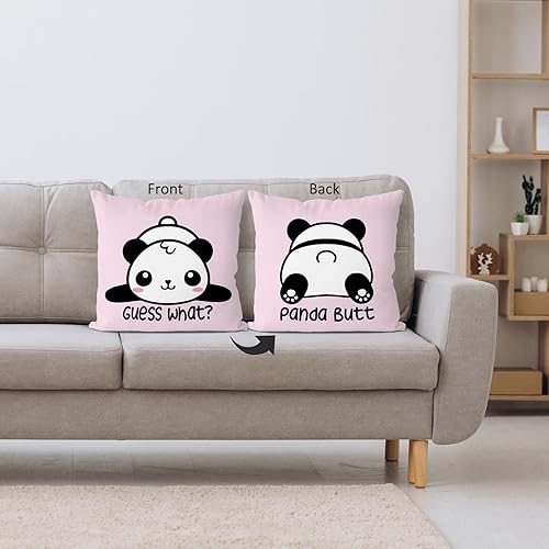 Miniatura 7 de Lovely Panda Guess What Panda Butt - Fundas de almohada reversibles para el hogar, dormitorio, sala de estar, decoración de habitación de los niños,