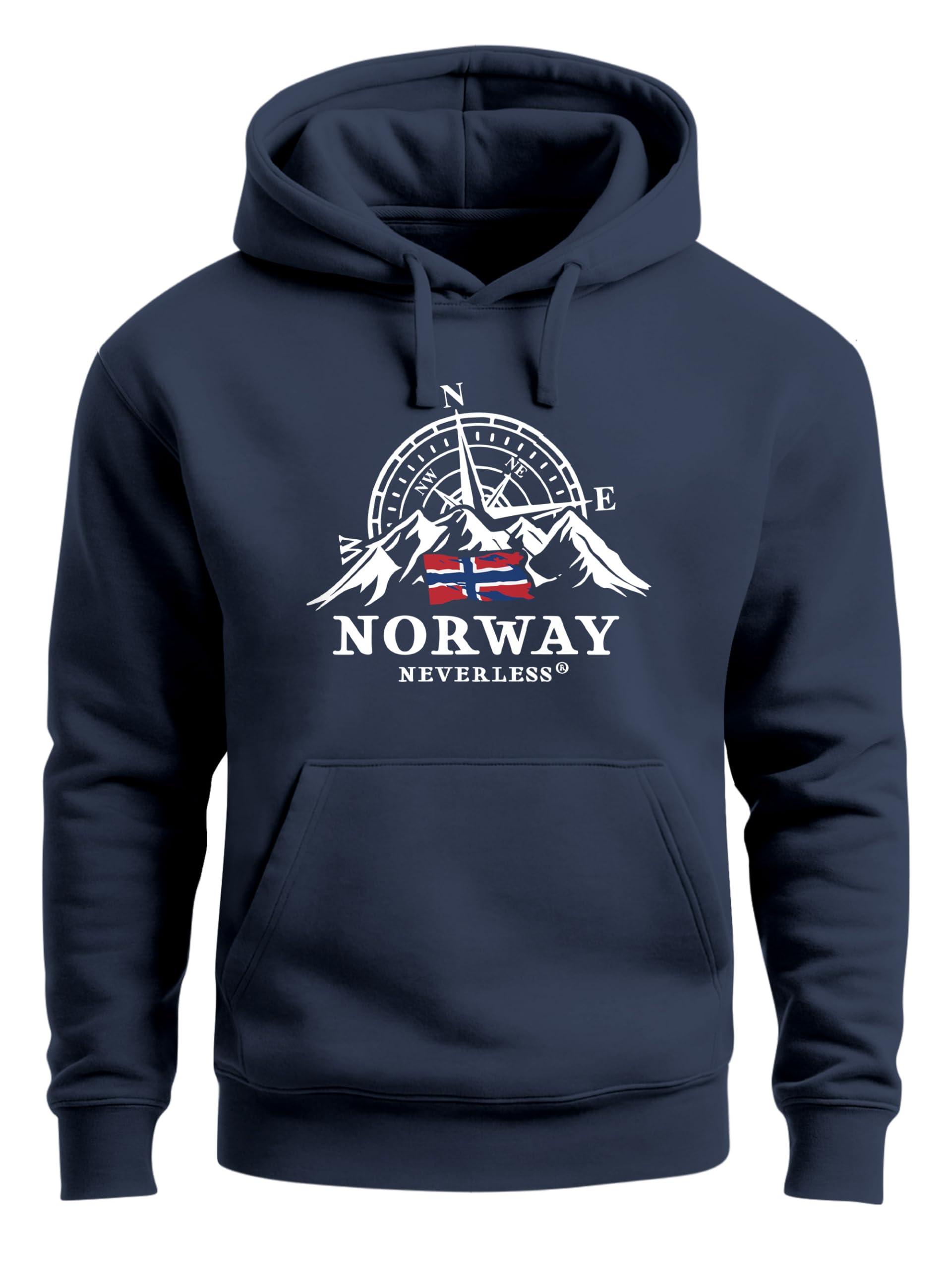 Neverless® Hoodie Herren Norwegen Flagge Skandinavien Nordisch Kompass Kapuzenpulli Männer Fashion