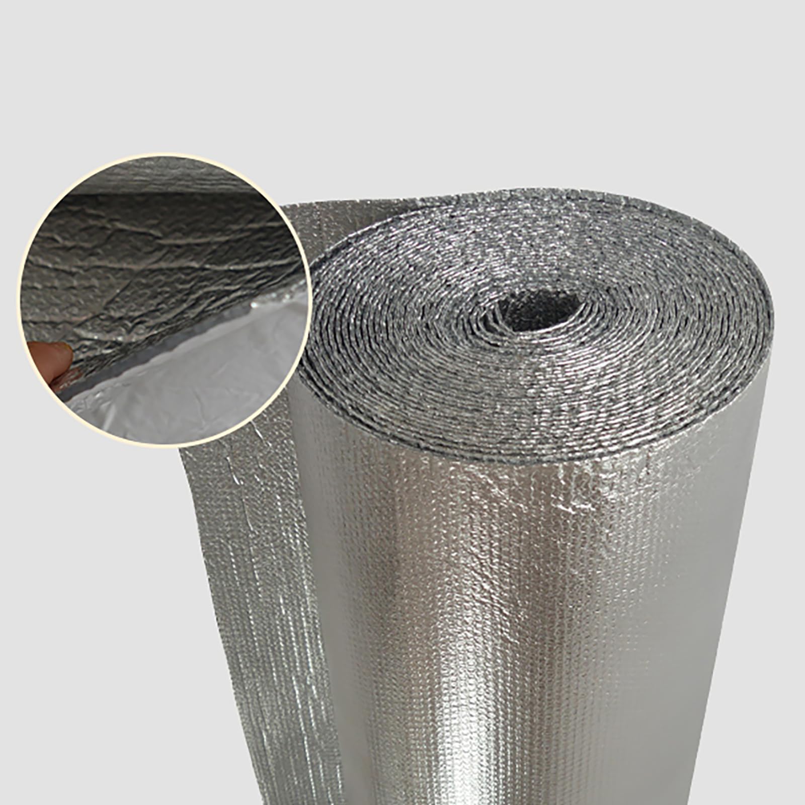 Samoprzylepna dwustronna folia bąbelkowa, odblaskowa folia termoizolacyjna, folia aluminiowa do okien, kampera, dachu, drzwi garażowych (rozmiar: 1 x 6 m