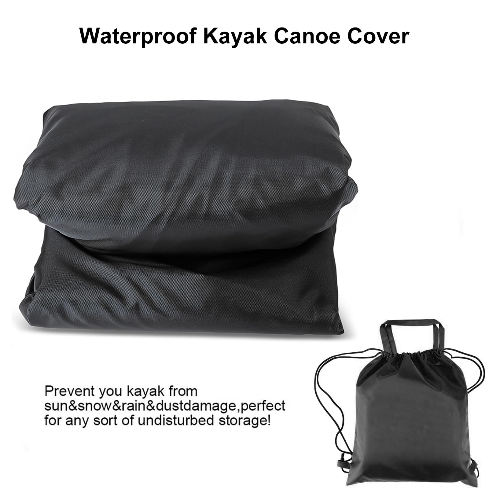 Kajak Abdeckung Kanu Plane 420D Wasserdicht und UV-beständig Kajak Persenning Bootsplane Staubschutzschild für Kanu-Boot/Fischerboot/Paddelbrett,Schwarz,for 4.6~5.0m Kayak
