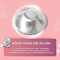 Vista 3 de SILVERETTE® The Original Silver Nursing Cups, Nipple Covers for Breastfeeding Essentials, Model Number: 7300,Pure 925 Silver Nipple Shields for