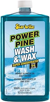 Power Pine Wash & Wax - Concentrated Marine Grade Formula for Boats, Cars & More - Clean, Shine, UV Protect & Shed Stains in One Step